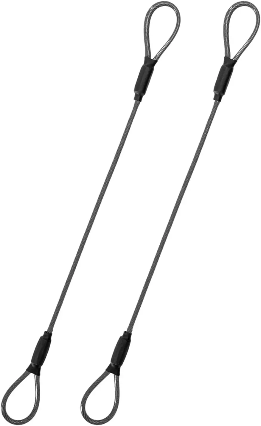 

3.3mm Steel Cable Lock for Outdoor Travel Security, Double Loop Lightweight Black 24in/2Pcs