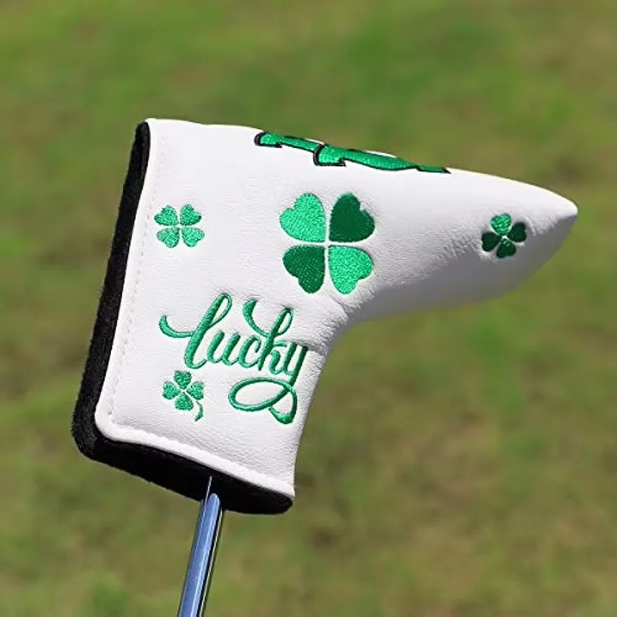 Lucky 777 Green Clover Shamrock Golf Blade Putter Cover Mallet