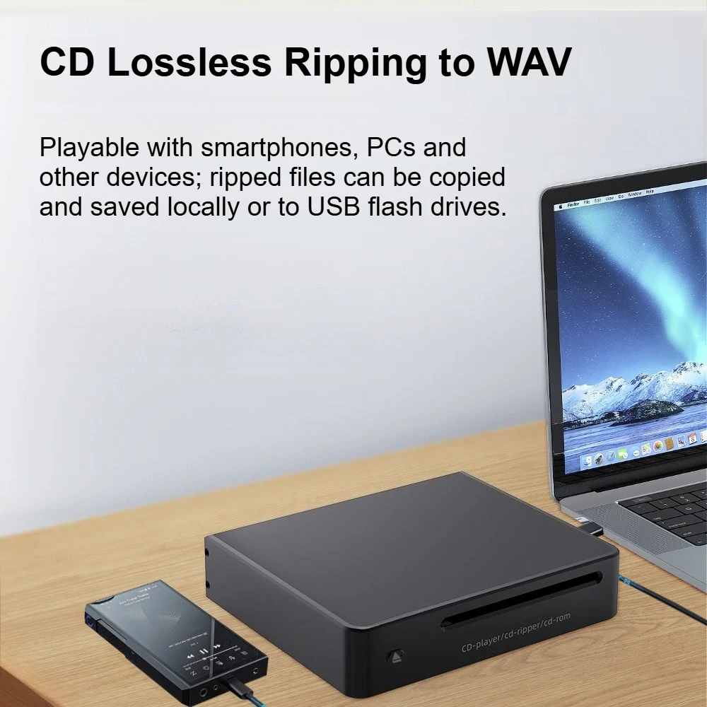 CD Ripper Automatic Transcription Player Output WAV Lossless File CD Album Digital Player CD Turntable