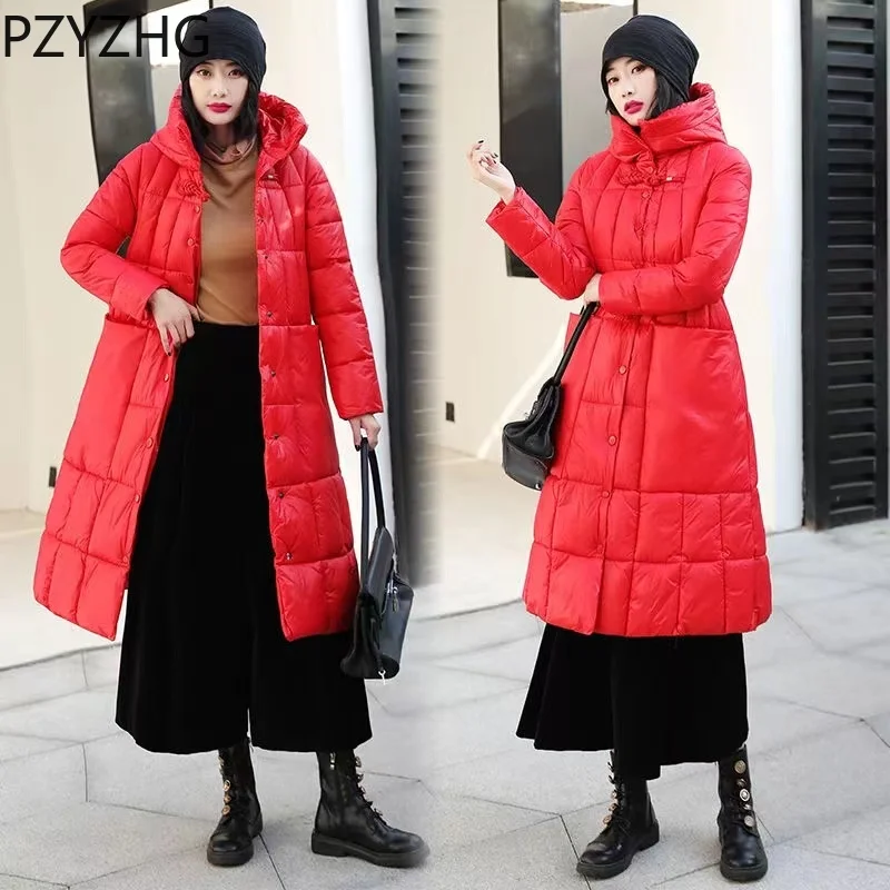 

2023 New Female Hooded Down Cotton Jacket Warm Thick Long Parkas Outerwear Parka Winter Jacket Women Clothes Vintage Warm Coat