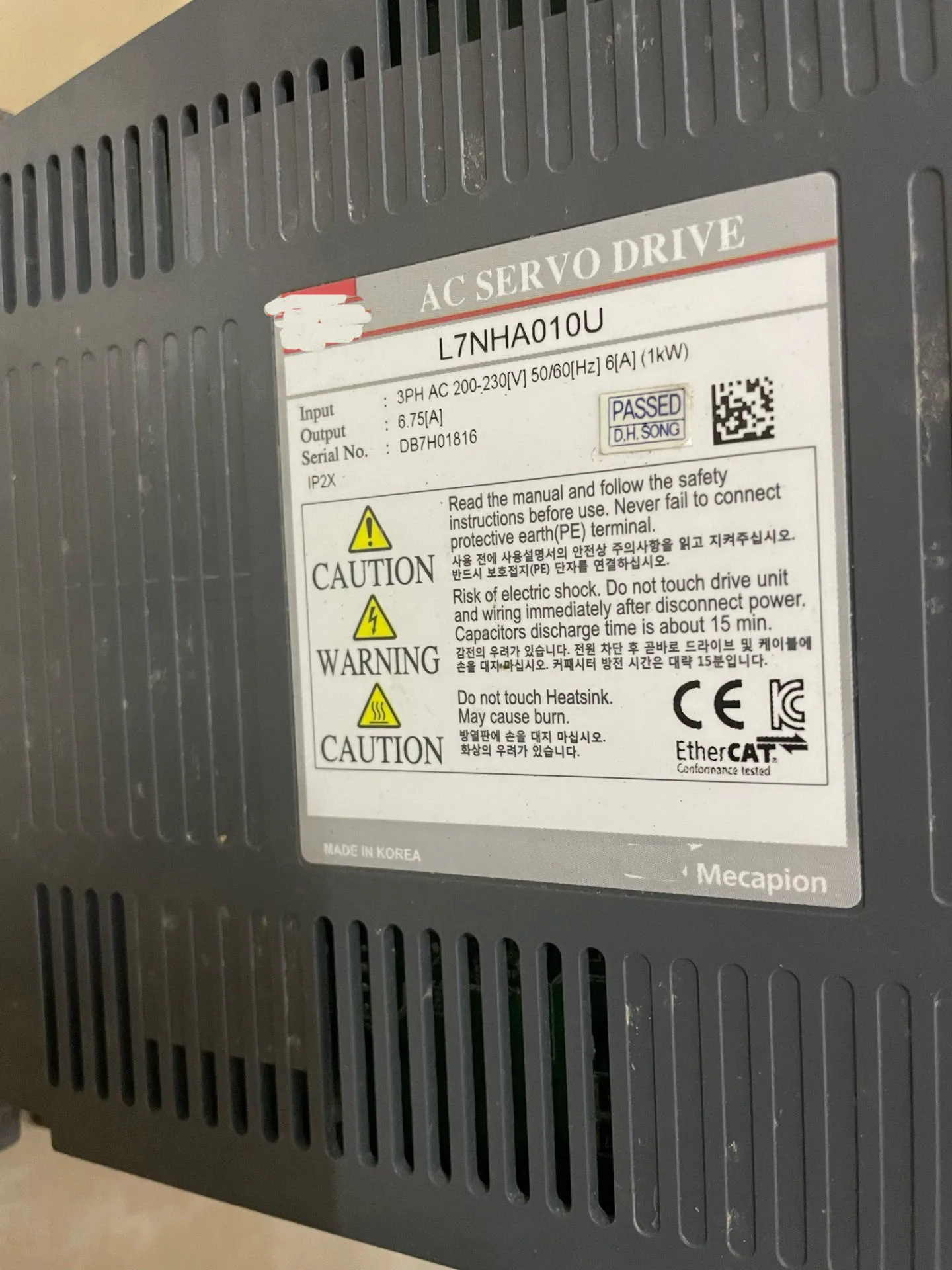 Servo Drive L7NHA010U 1KW para LS L7NHA010U