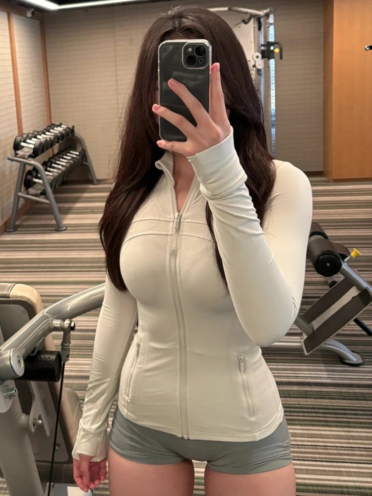 

Summer New Women's Sport Fitn Yoga Clothes Qui Dry Slimming Stand Collar Waist in Sun Protection Casual Versatile Jaet