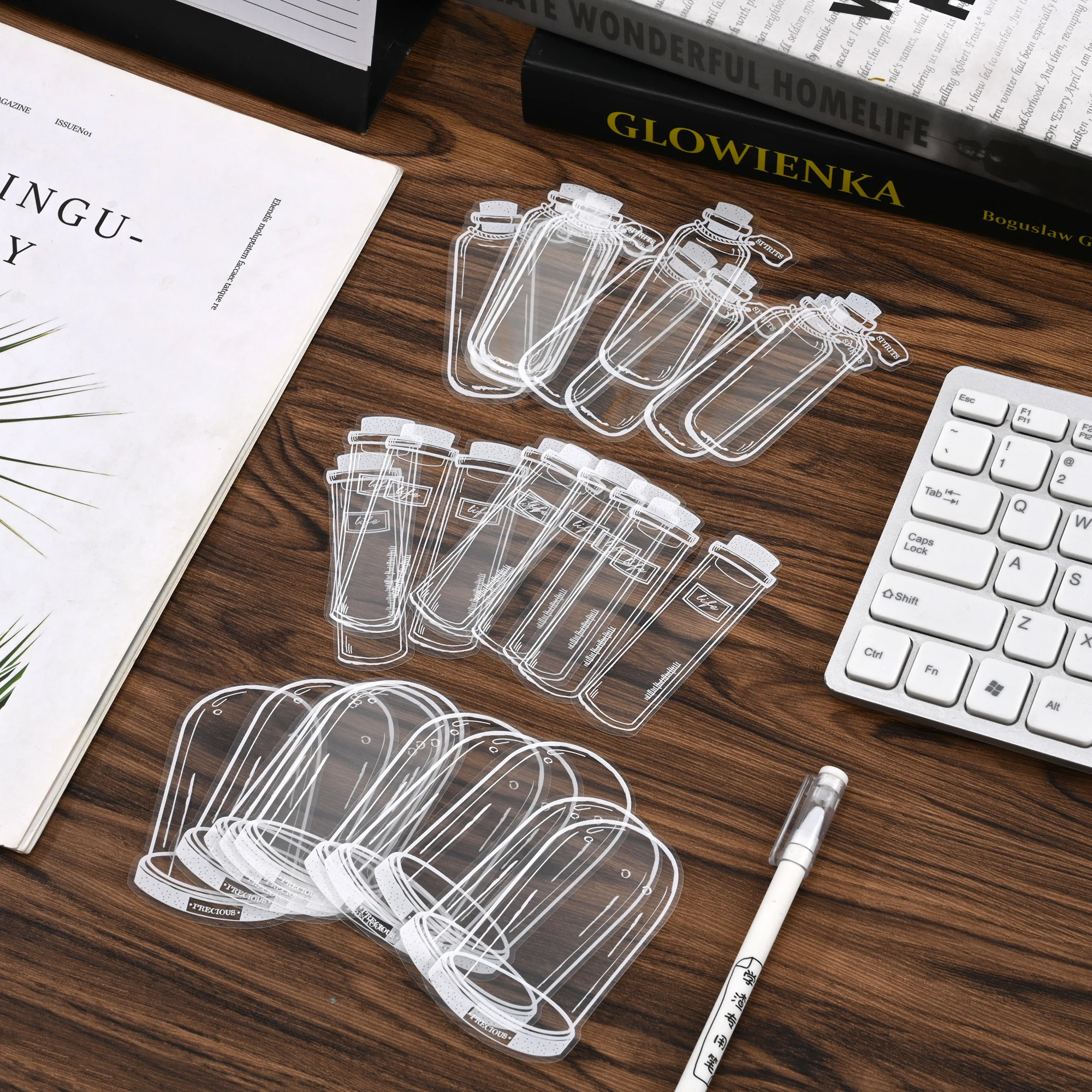 30pcs Transparent Dried Flower Bookmark Decoration Label Diy Handmade Bookmark Glassware Sticker Handbook Decoration Material