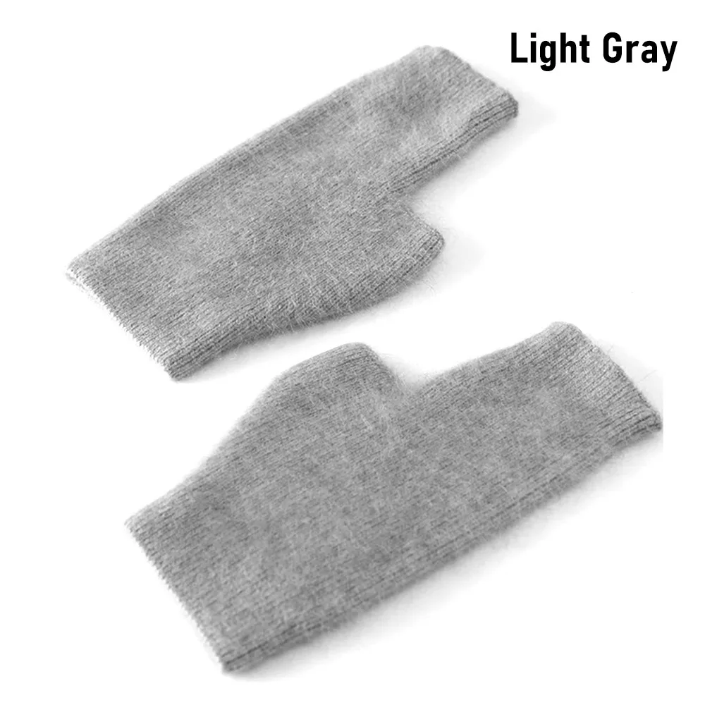 Fashion Wool Mink Cashmere Gloves Exposed Finger Thick Knitted Wool Glove Windproof Cold Proof Fingerless Warm Gloves Women Girl