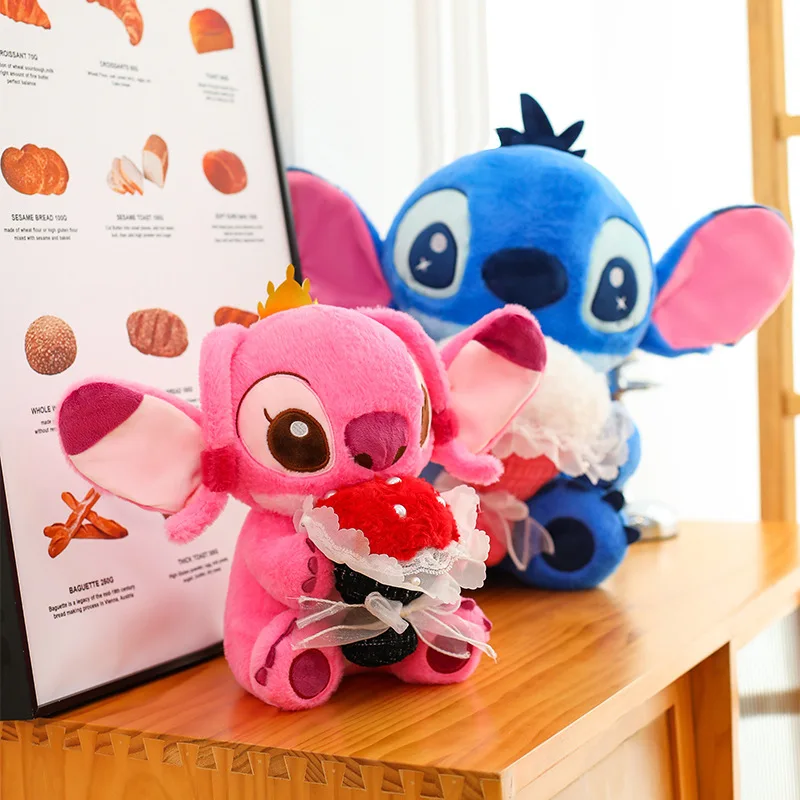 

New 30-45cm Hot Selling In Stock Rose Bundle Stitch Plush Toy Doll For Girls' Birthday Holiday Gift Doll For Children