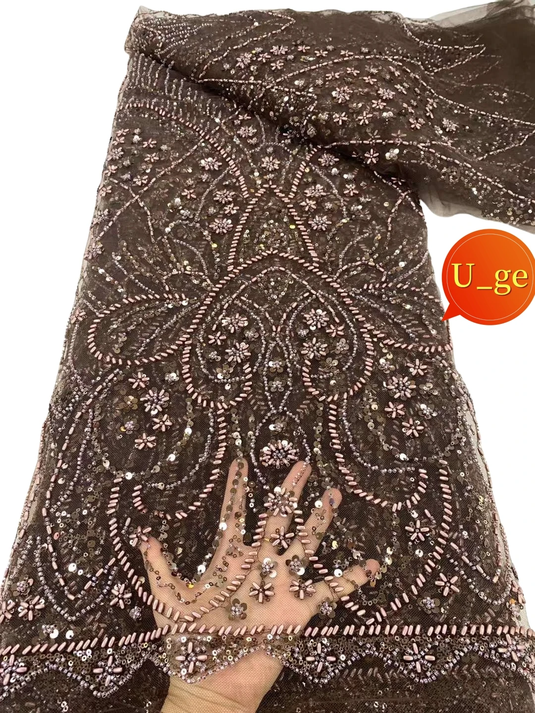 5Yards 2024 Latest Best Quality Luxurious Soft Eligant Embroidered Beaded tube Lace Fabric For Party Evening Dresses U_GE5558