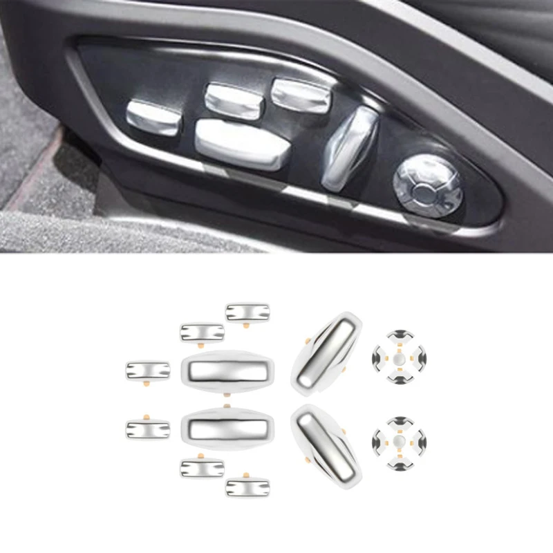 

For Porsche Cayenne Panamera 2022 911 2018 Taycan 2019-2023 Car Front Rear Seat Adjustment Button Cover Sequin Trim Sticker