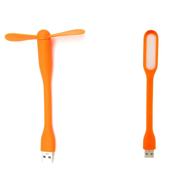 Mini ventilador de escritorio USB multifuncional con luz USB Universal, luz LED portátil de ahorro de energía, naranja