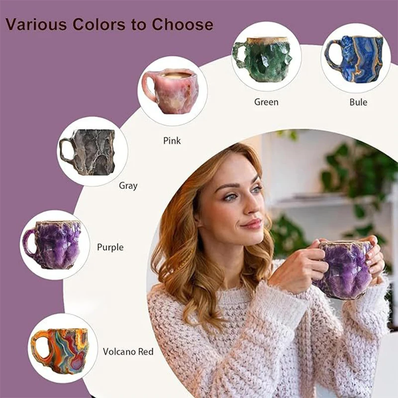 1PC Multi-Colored Mineral Crystal Coffee Mug - Colorful Crystal  Mugs Elegant Gift for Home & Office Ideal for Christmas - view 2
