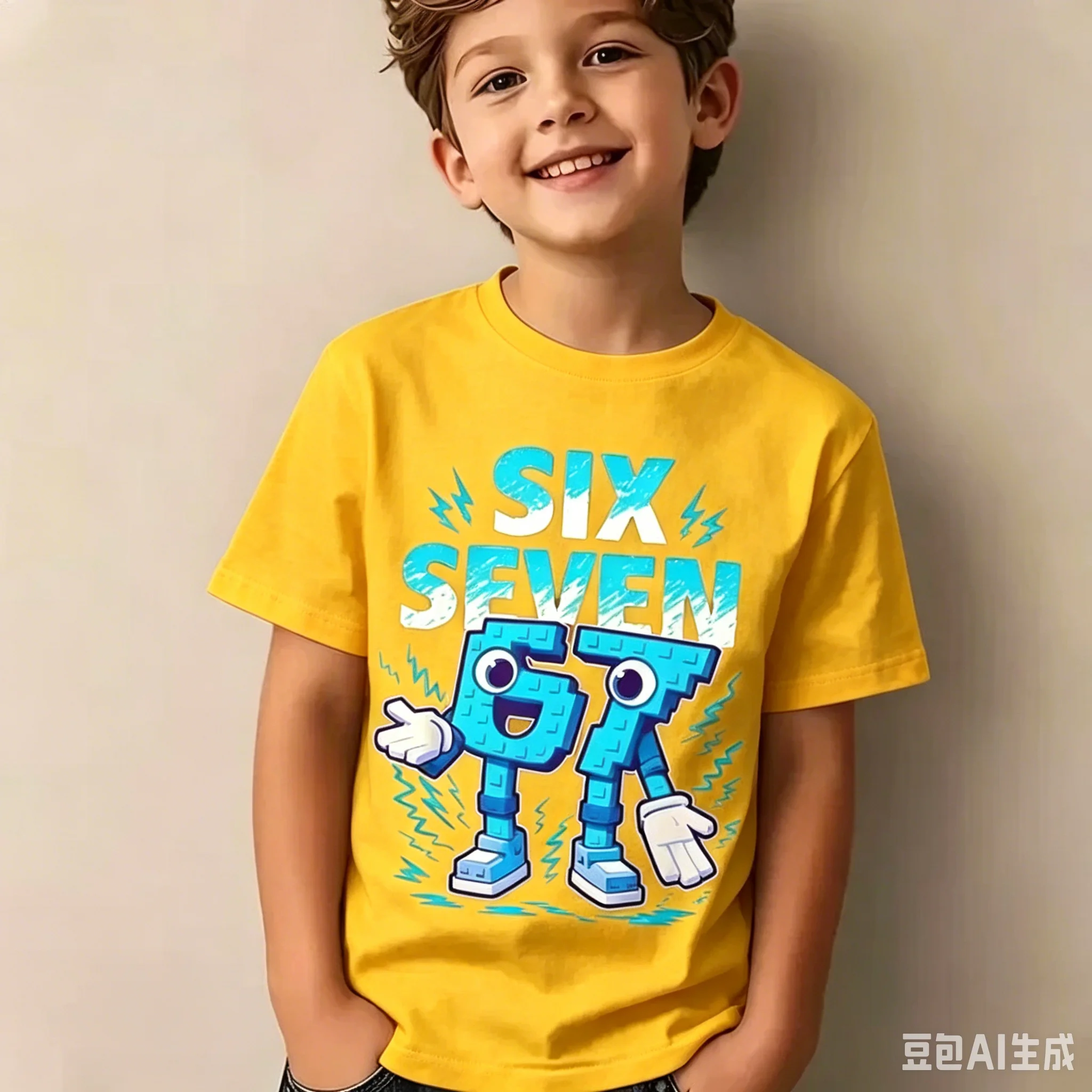 67 Pixel Cartoon-Charakter Baumwoll-T-Shirt, Jungen Mädchen Harajuku Streetwear Print Kurzarm-T-Shirt, Trendiges Lässiges Kinder-Oberteil – Detail 14