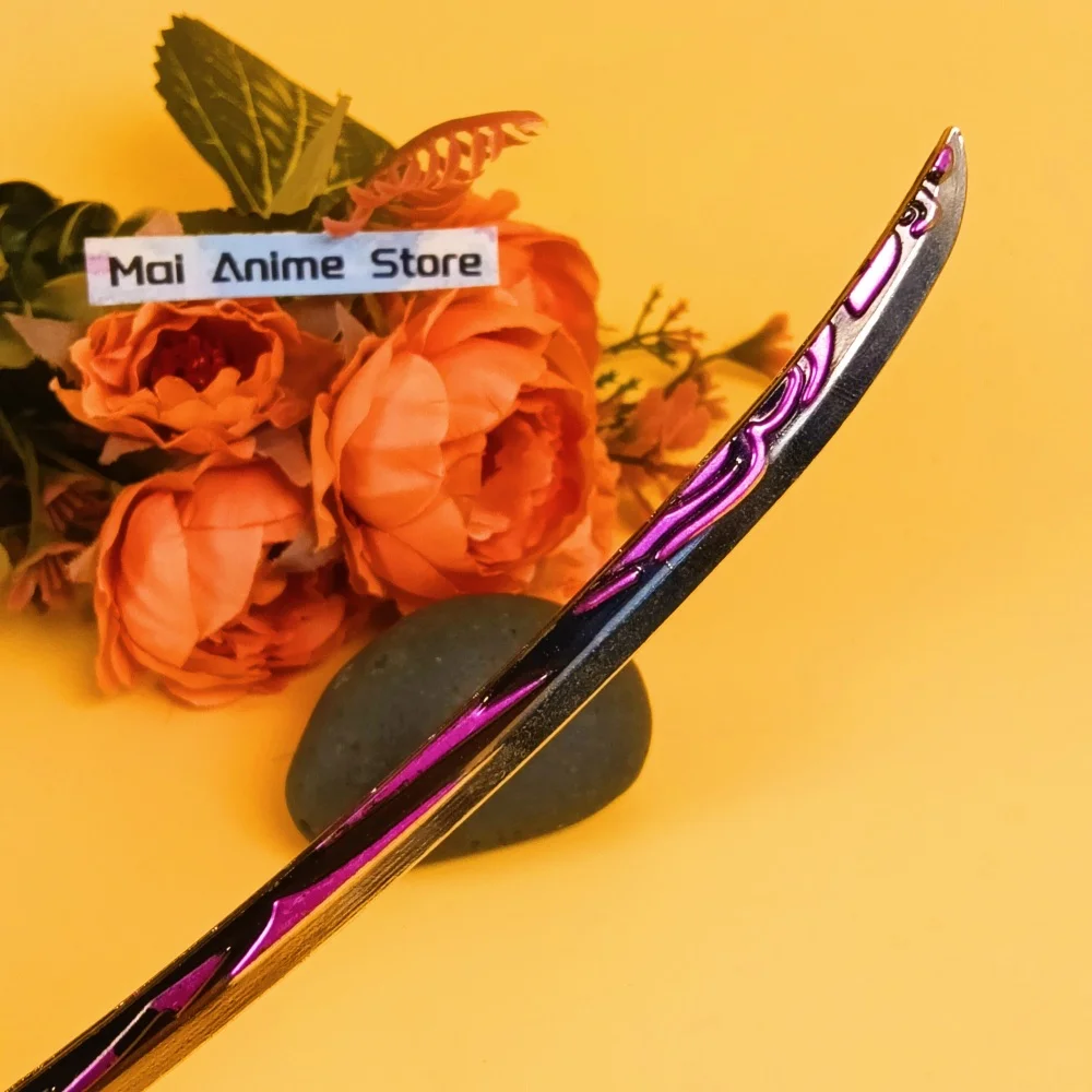 Genshin Katana – sabre de samouraï Original, 8.6 pouces, véritable Katana Raiden Shogun Ninja, couteau en métal damas, épée non tranchante, jouet cadeau