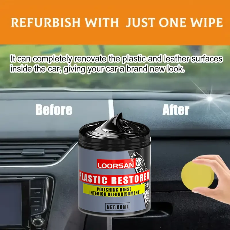 

LOORSAN 80 мл крем для восстановления автомобильного пластика — быстрое блестящее, устойчивое к атмосферным воздействиям, долговечное, защита от царапин для отделки и шин