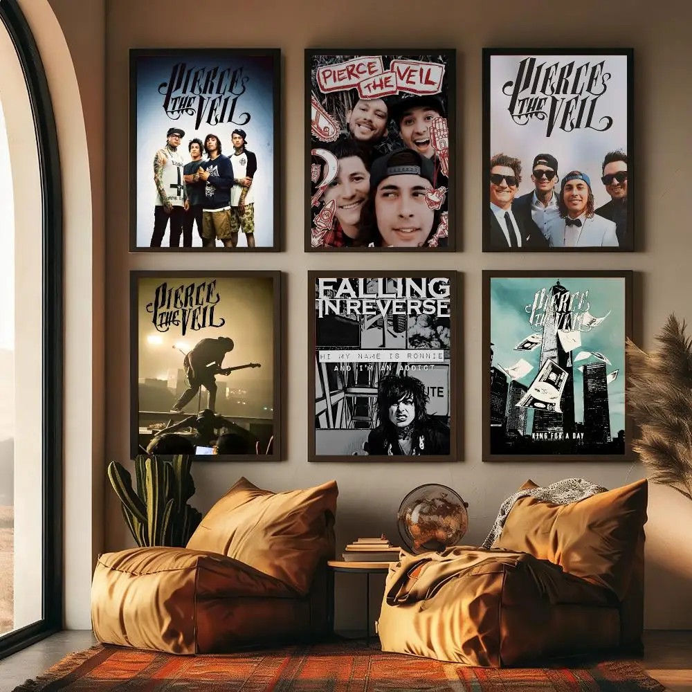 P-pierce The-Veil Band Poster Sticky Wall Art Printing Waterproof Home Living Bed Room Aesthetic Decor