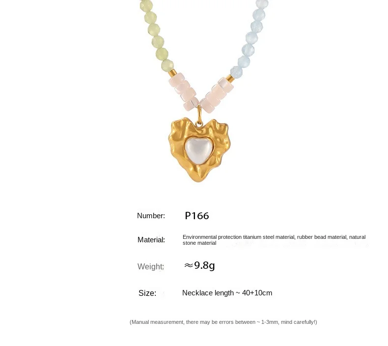 Naturstein-Perlenkette Damenmode Malachit Edelstahl Herz-Muschel-Anhänger Elegante Halskette Schmuck Geschenk – Detail 8