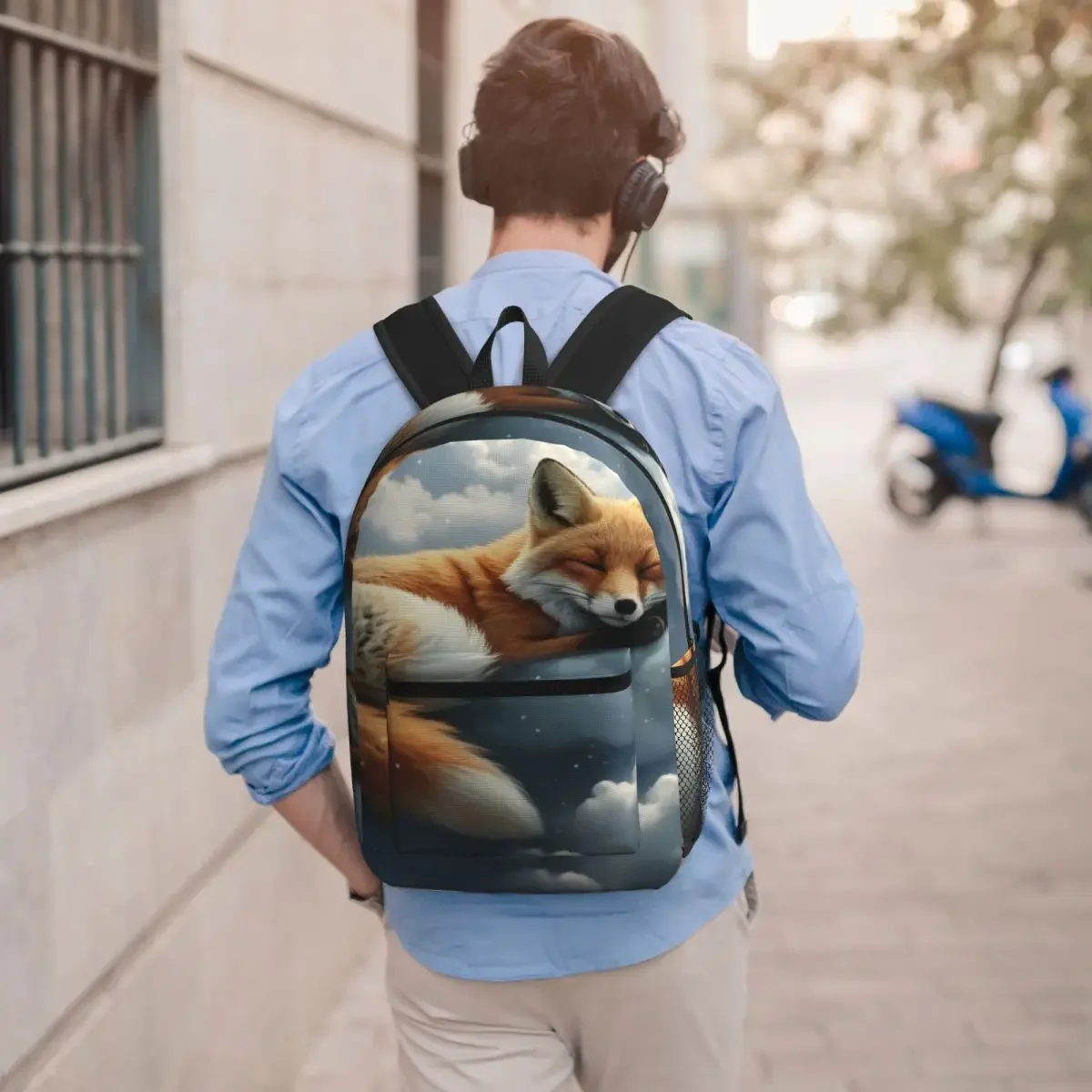 Sleeping Fox On The Cloud Student Backpack School Bag Hiking Travel Daypack for Boys Girls Bookbag Shoulder Bags