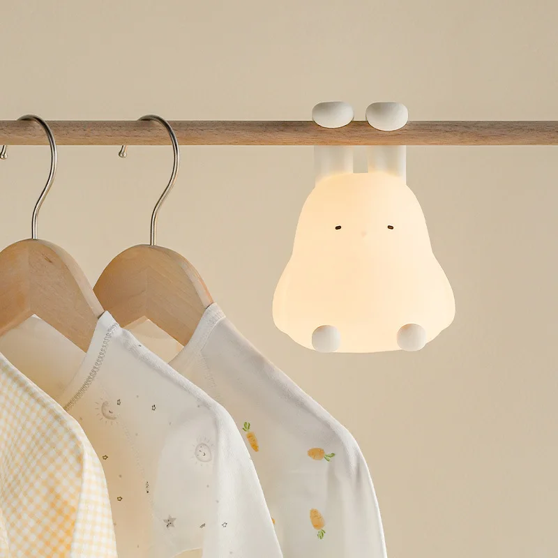 Cartoon Folding Rabbit Night Light Cute Silicone Animal Dual-purpose Environmental Light Baby Sleep Pat Light Charging