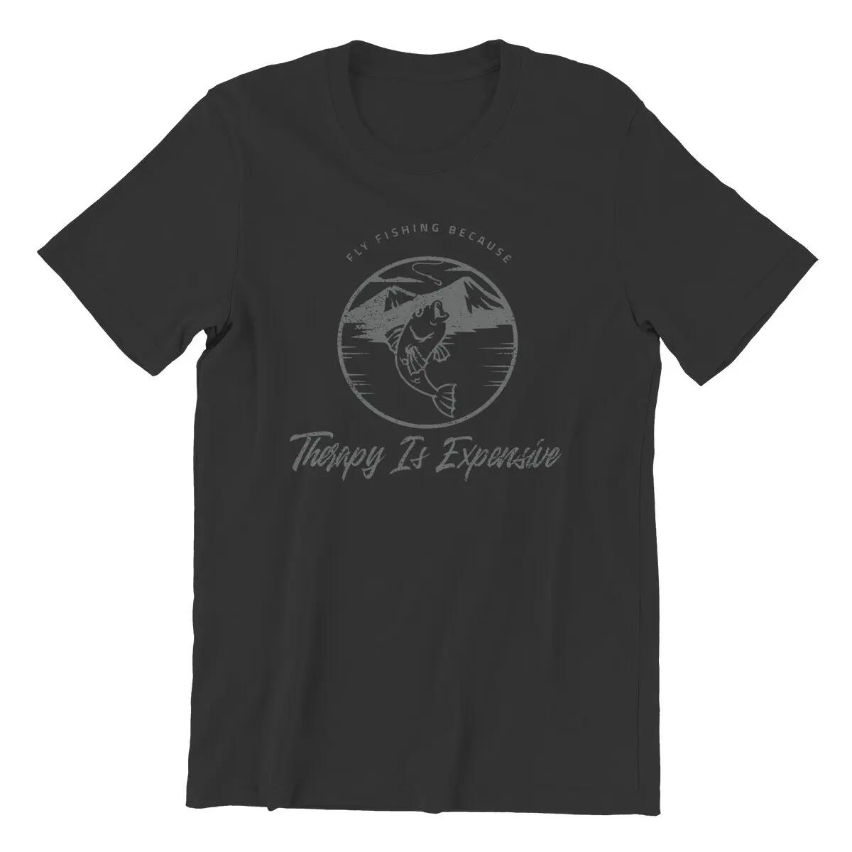 Fliegen fischen, weil Therapie teures lustiges T-Shirt für Fischer forellen aus reiner Baumwolle Vintage Geschenk T-Shirt