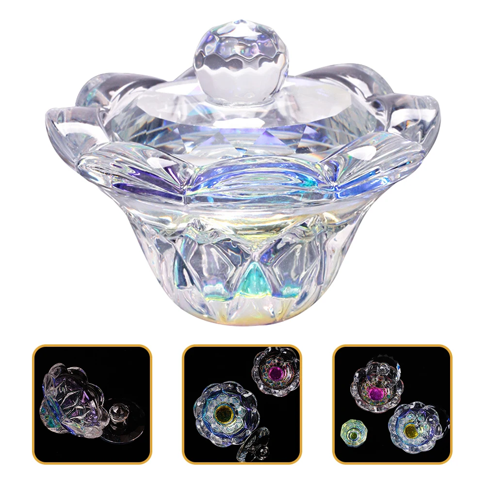 كوب كريستال مانيكير طبق شفاف كوب زجاجي مدمج لخلط مسحوق الأكريليك وأداة تنظيف فن الأظافر السائلة استخدام موثوق #4