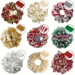 Christmas Ribbon Bow Wreath Garland Mesh Tulle Roll Fabric Pendant Christmas Tree Decorations Ribbon Home Decor Gifts New Year