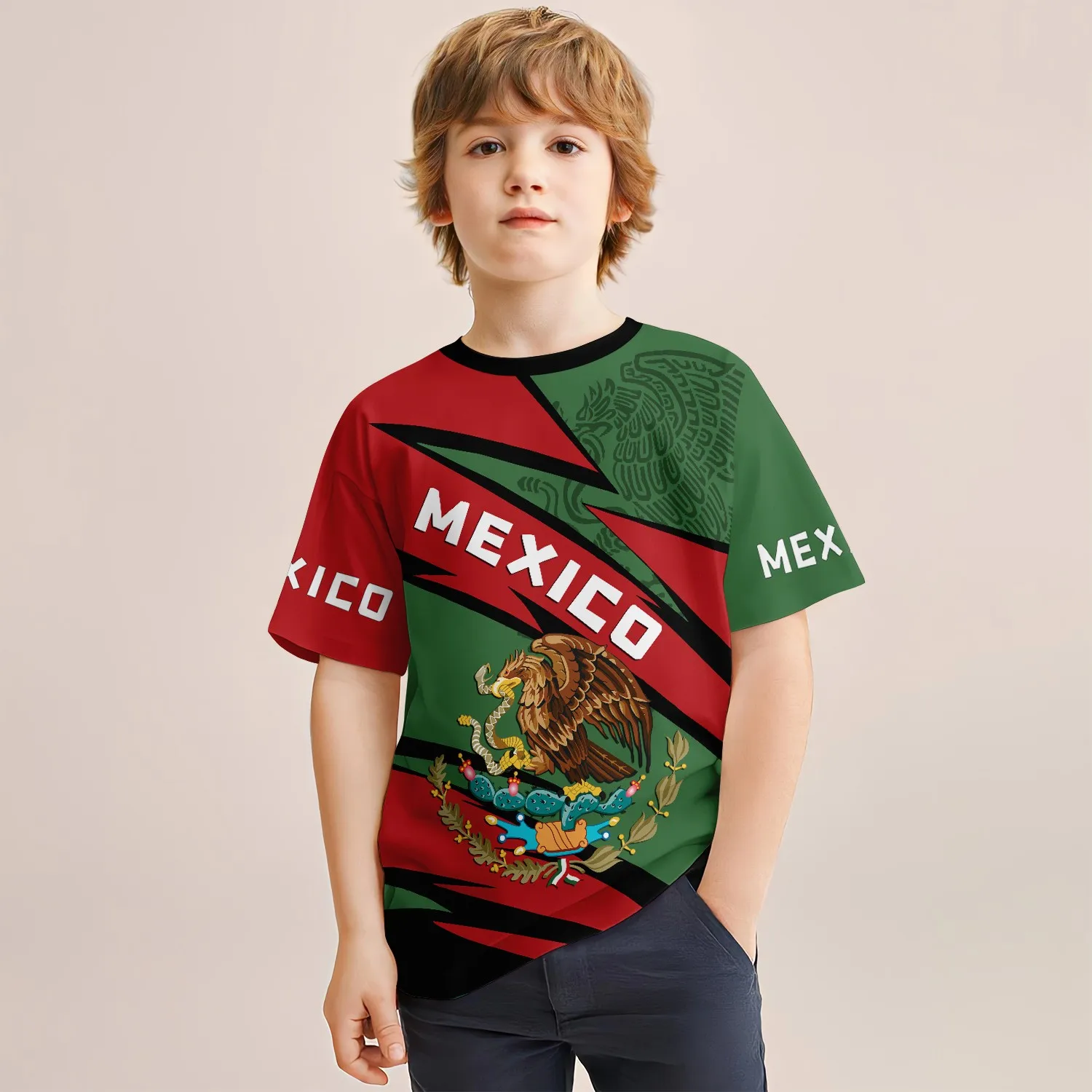 MINISO Hot Selling New Summer Boys T-shirt 3D Printed Mexican Style Children's Short sleeved Clothing Fashion Girl Party Tops