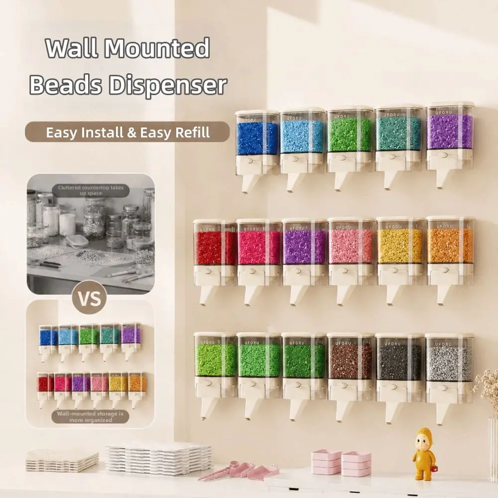New Wall Mounted Hama Bead Box Clear Space Saving Fuse Bead Dispenser Easy Refill Easy Install Laundry Beads Dispenser Home Use