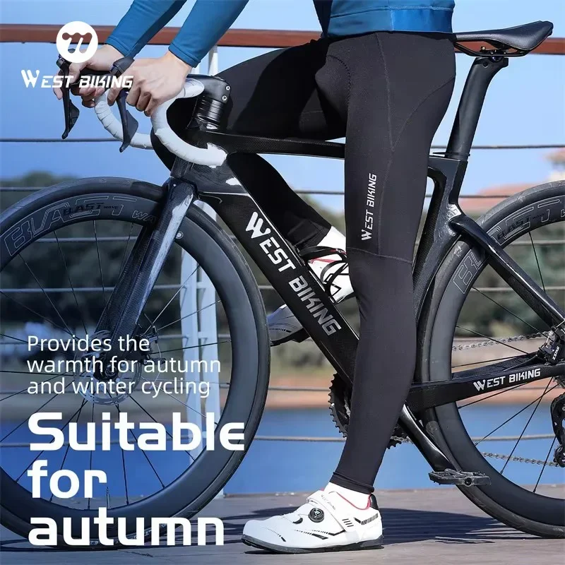 WEST BIKING Fahrradhose mit Fleece-Futter, hoher Elastizität, Stoßdämpfung, 3D-Polsterung, reflektierenden Elementen, schmaler Passform, für Herbst und Winter, Fahrrad-Strumpfhose.