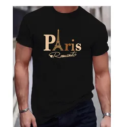 Summer men's T-shirt Paris letter print T-shirt for outdoor sports running quick drying short sleeved top plus size men clothing