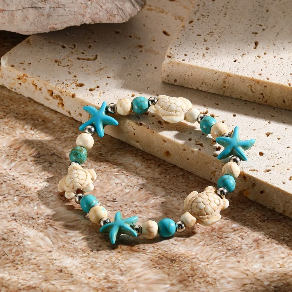 Sea Series Starfish Beaded Bracelet Ornaments Bohemian Turtle Woven Bracelet Colorful Jewelry Shell Beaded Handstring Couple