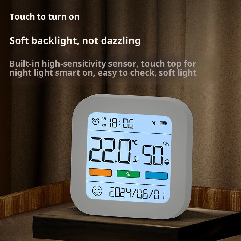 Bluetooth Digital Hygrometer Thermometer with Color Screen Large Display Indoor Temperature Humidity Monitor & Magnetic Back