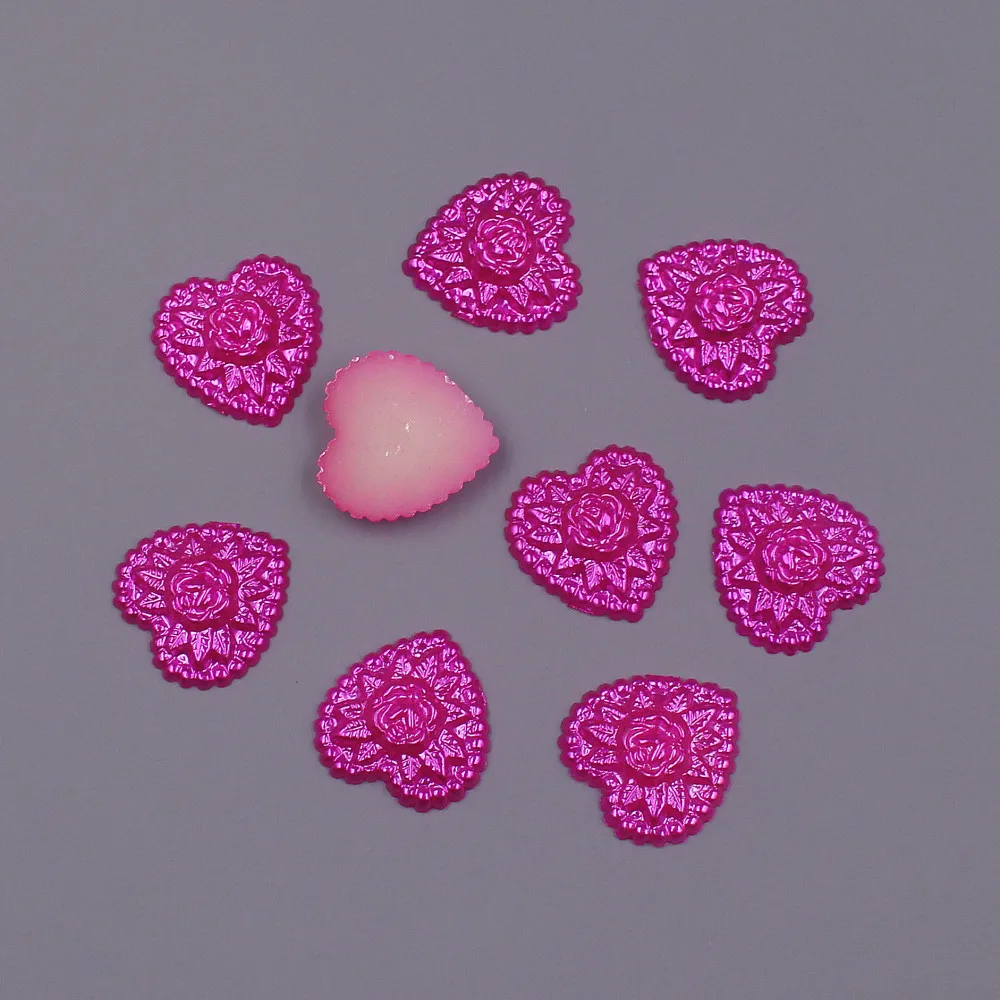 Mix color 50pcs 18MM Heart Shape Loose Beads ABS Imitation Pearl Flat-back Beads DIY Jewelry Craft Scrapbook Decoration