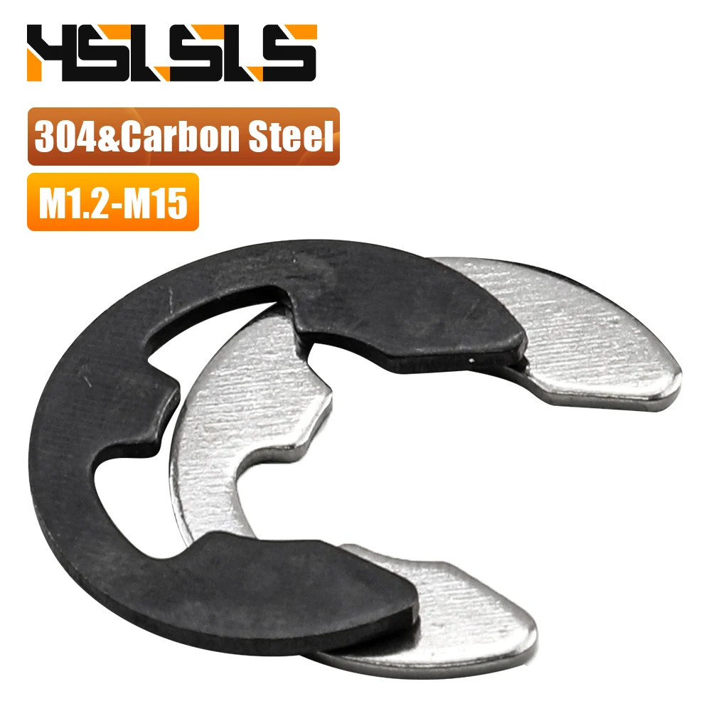 10-100pcs E Clips Retaining Ring Stainless Steel Carbon Steel 1.2mm-15mm E-Clips Washer Circlips for Car Engines