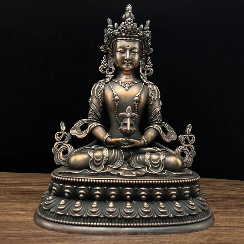 Nepalese craftsmanship Tibetan pure copper longevity Buddha Bodhisattva Buddha statue ornament, copper old and meticulous three-