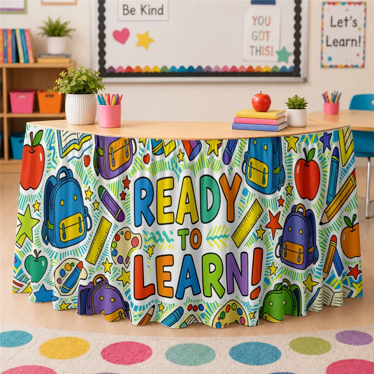 One desk skirt, study desk skirt, of high quality material, with bright colors and educational significance
