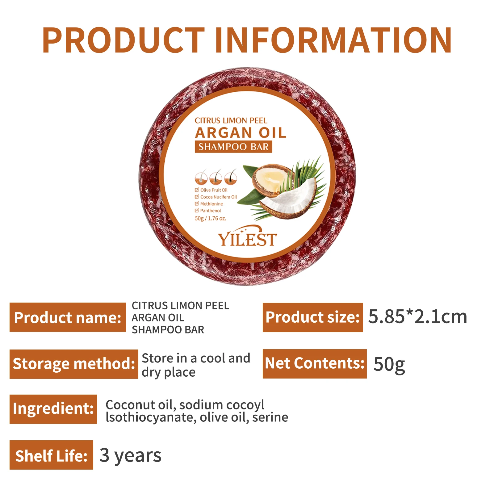 قالب شامبو بزيت الأركان 50 جرام للعناية بتساقط الشعر والقشرة والعناية بالشعر الجاف وترطيب وصحة فروة الرأس وصابون شامبو #1