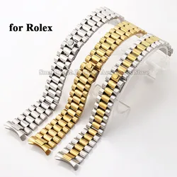 20mm Stainless Steel Watch Strap for Rolex for Water Ghost Wrist Band Curved End Silver Gold Bracelet Men Women Sport Watch Band