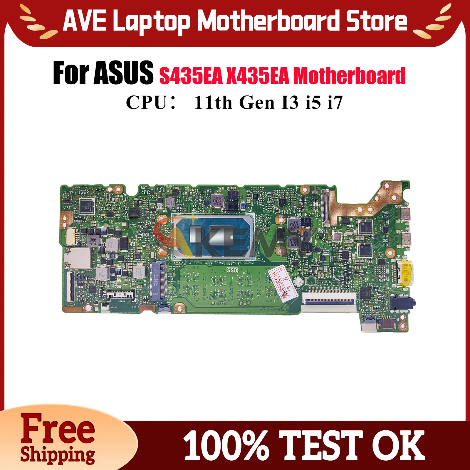 

X435EA Laptop Motherboard For ASUS VivoBook S435EA X435EA X435E Notebook Mainboard With 11th Gen I3 i5 i7 tests OK fast shipping