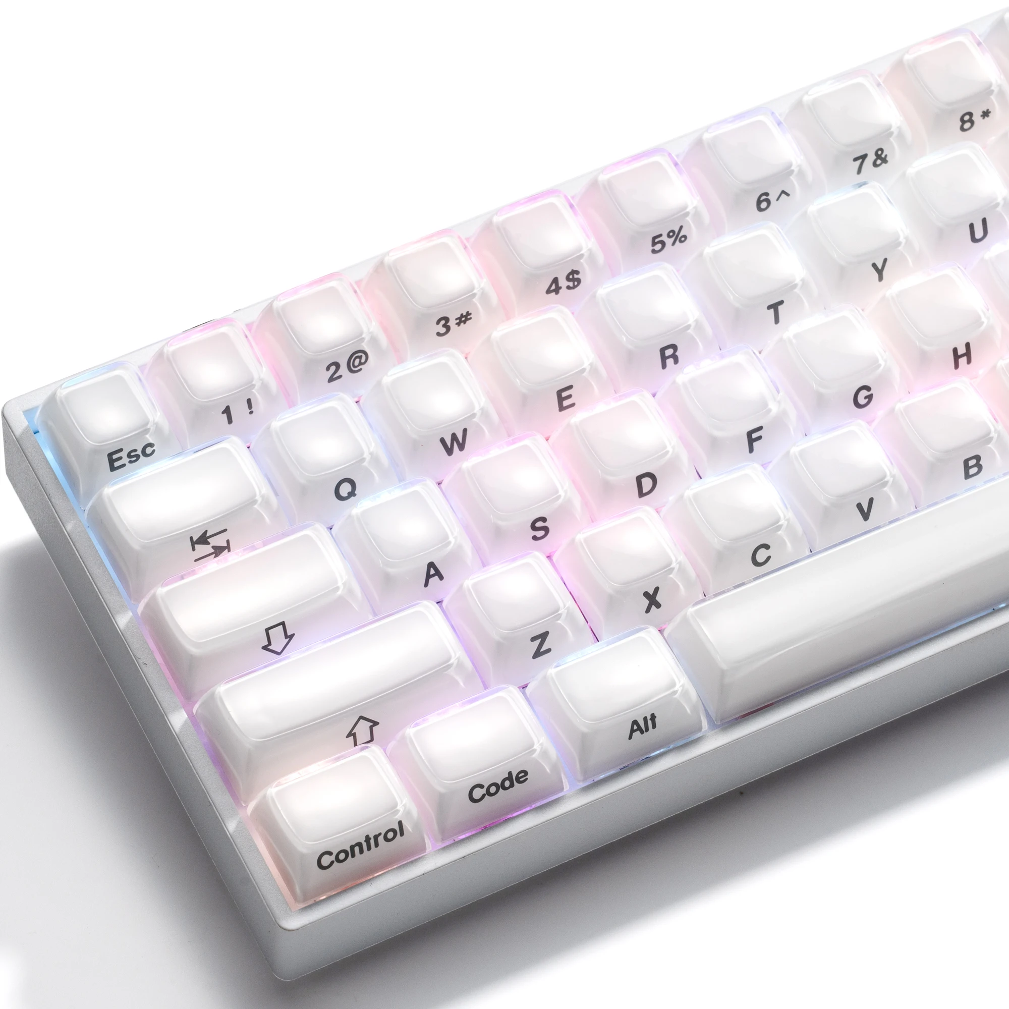 XVX 113 Key Jelly Round Side Keycaps Ice Crystal Translucent Pink OEM Profile Key Cap for Cherry MX 61 68 104 Keyboard