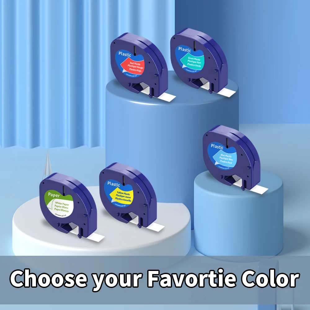 20pcs 91201 12267 for 91200 Labeling Ribbon 12mm LT Label Tapes Compatible for Dymo Letratag LT-100H LT-100T Plus Label Maker