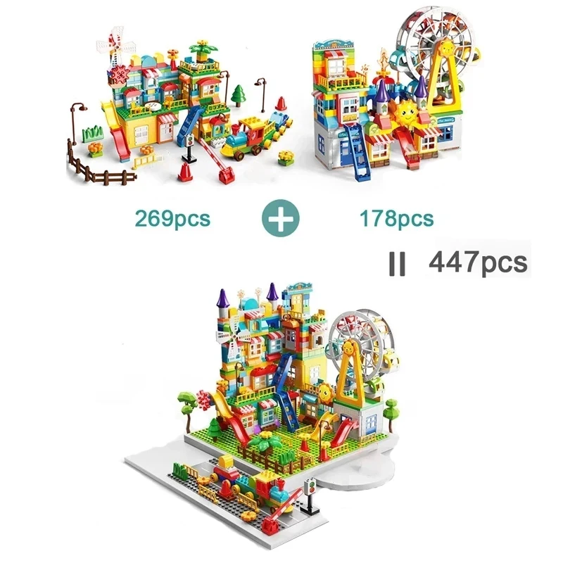 178 PCS/269 PCS Marble Race Run Big Size Blok Bouwstenen Trechter Glijbaan Blokken DIY Educatief Grote baksteen Speelgoed Voor Kinderen Gift