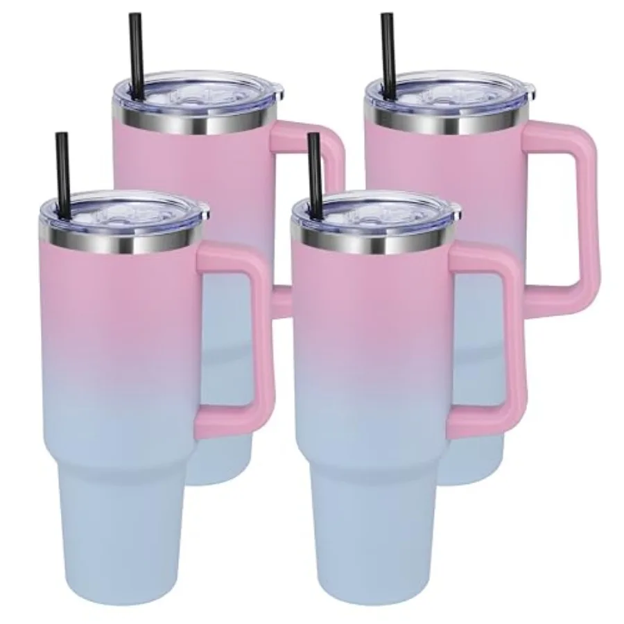 

40 oz Tumbler with Handle and Straw Stainless Steel Tumbler with Lid and Straw Reusable Vacuum Insulated Cup Travel Coffee Mug