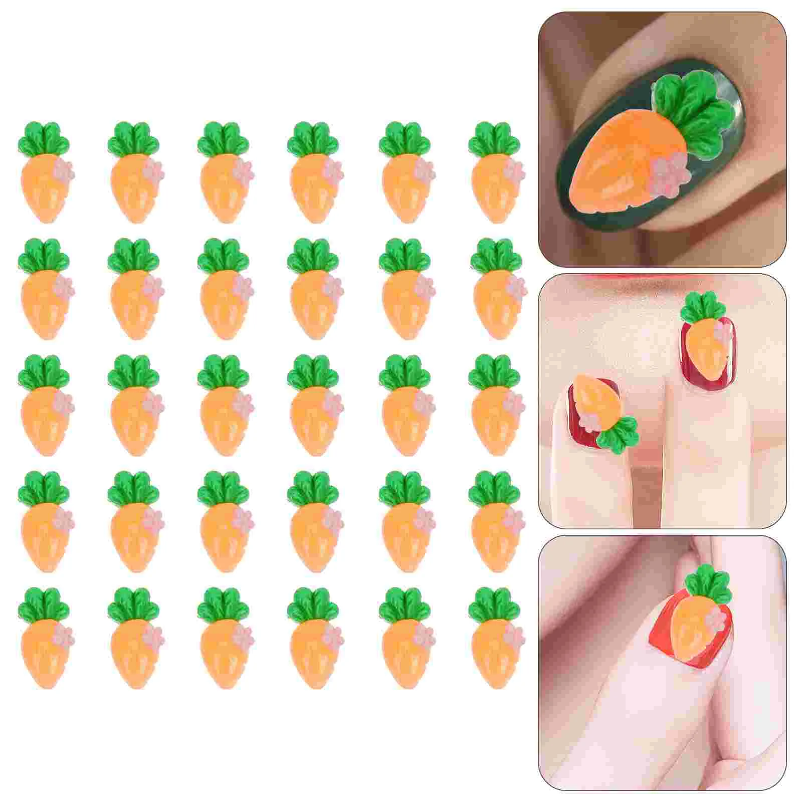 

30 Pcs Resin Nail Decors Cartoon naments Women Manicure Accessories Carrot Charm Lasting Home Salon Use