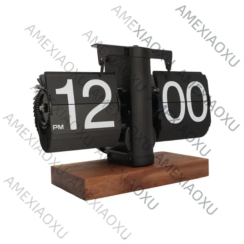 

AMEXIAOXU Digital Flip Down Clock Retro Automatic Turning Battery Operated Mechanical Clock For Home Room Office Decoration