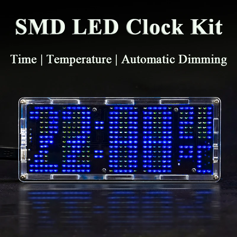 Chip LED Dot-Matrix Clock Kit With Temperature Display Optically Controlled Electronic Clock Making DIY Parts