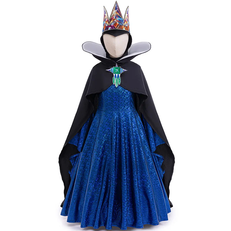 

Kids Evil Queen Cosplay Costume Dress Queen Costume Birthday Evening Party Halloween Kids Stepmother Black Long Dresses Fancy Dr