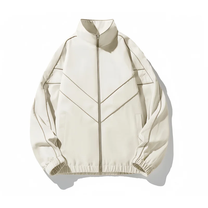 Korean Retro Style Stand-Collar Striped Jacket Unisex Spring and Autumn Loose Fit Color-Blocking Contrast Stitching Sports Coat Casual Versatile Zip-Up Windproof Top