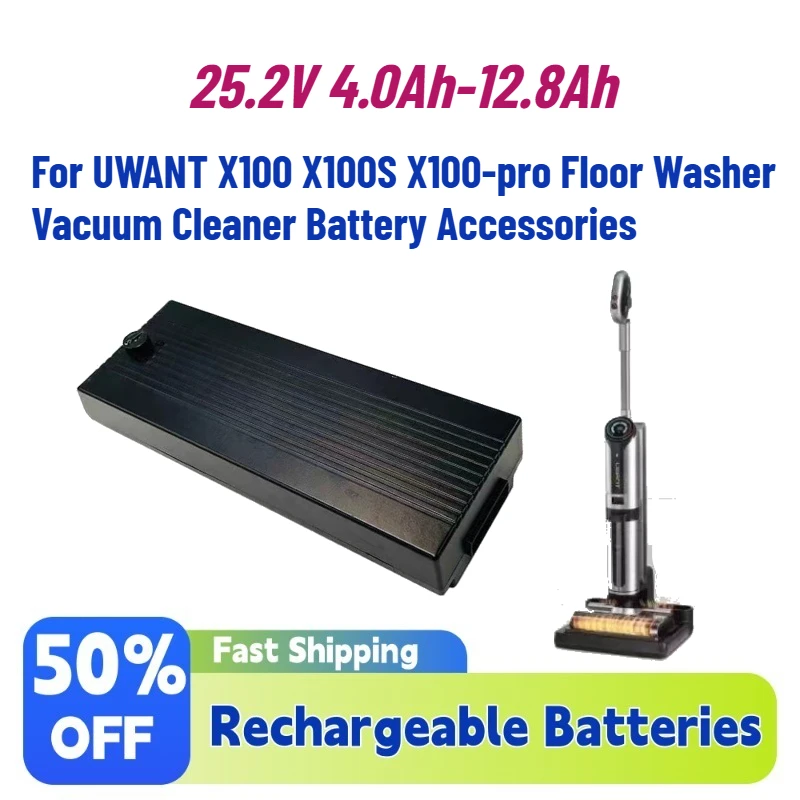 Upgrade 25.2V 4.0Ah-12.8Ah Rechargeable Battery for UWANT X100 X100S X100-pro Floor Washer Vacuum Cleaner Battery Accessories