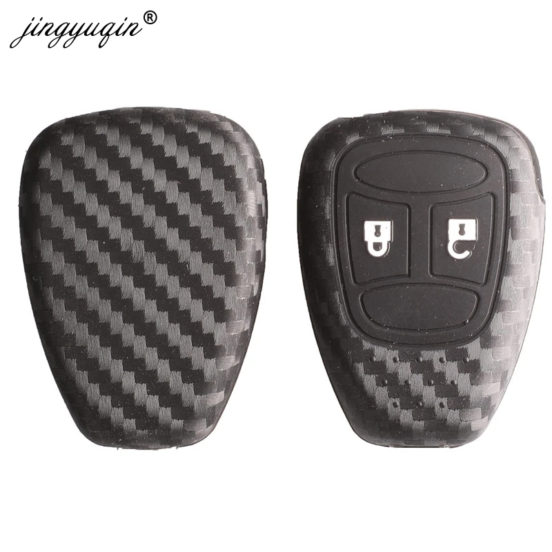 jingyuqin 2 Button Carbon key Cover Case for Chrysler 300 PT Cruiser Sebring Dodge Caliber Nitro Jeep Compass Liberty Remote Fob