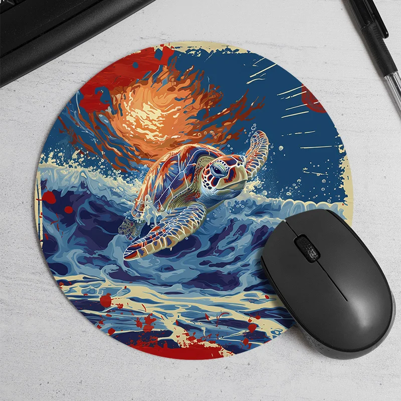 

Surfing turtle mousepad is made of rubber, durable, anti-slip and washable. It is a high-quality desk mat and computer accessory