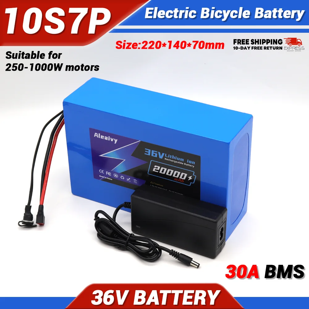 

10S7P 36V 20Ah Li-ion Battery for 100W-1000W E-Bike Electric Bicycle Scooter 18650 A Grade Cell with T Plug