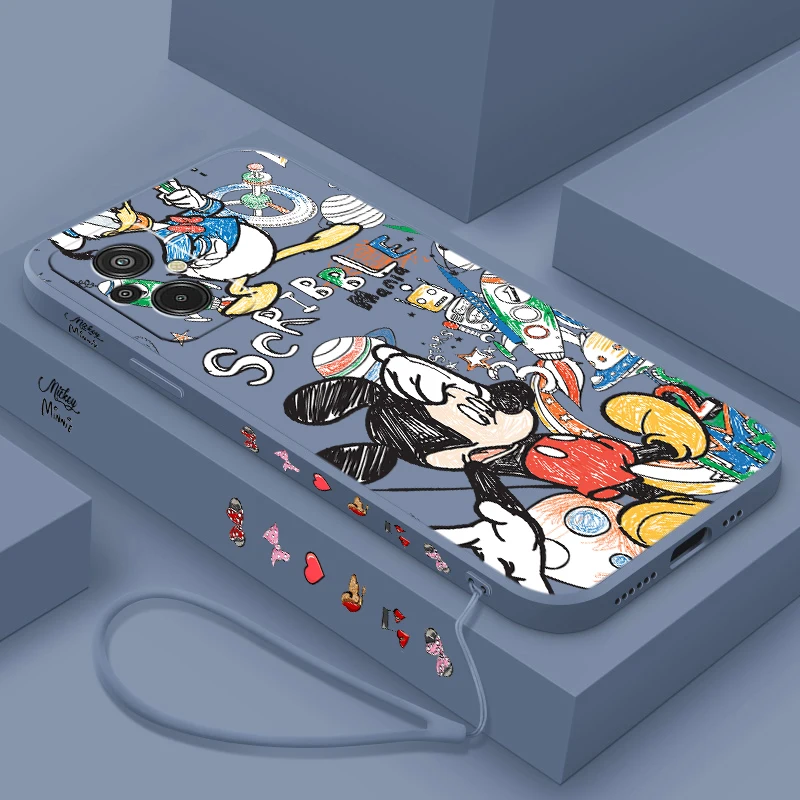 Disney The Mickey Mouse Family For Xiaomi Redmi 12C 11A 10C 10X 9T 9C 9AT 9A 8A 7A A2 A1 Plus Prime Liquid Left Rope Phone Case